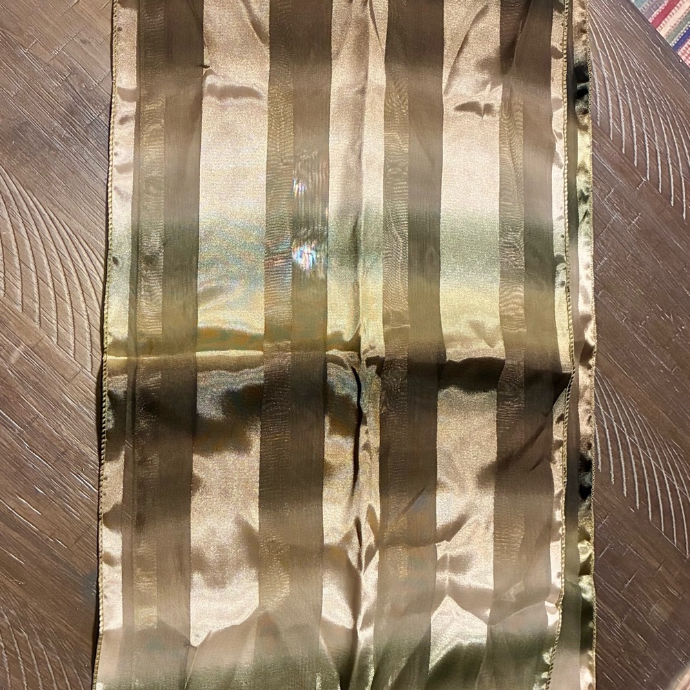 Luxurious Gold Satin Striped Scarf